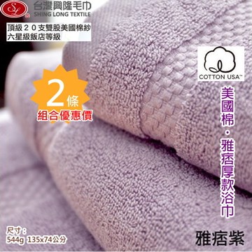 美國棉．雅痞雙股厚款浴巾(2條浴巾組／多色選擇 )【台灣興隆毛巾專賣】飯店等級厚度