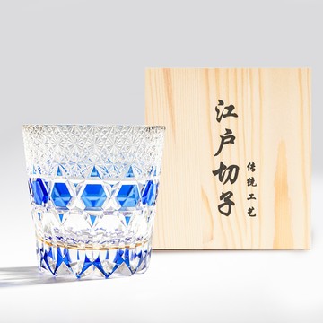 FREED 【BRAVOMART HOME】日式江戶切子 霜紋撞色手工切割威士忌杯
