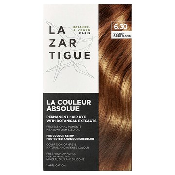 Lazartigue, 含植物提取物的長期染髮劑，6.30 深金色，1 次使用