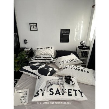 黑白簡約搭配單品純棉全棉單人枕套一對裝枕皮單個48x74cm枕頭套