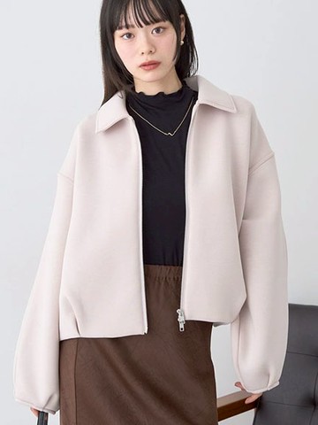 紙板針織翻領拉鍊夾克外套(01000598900) - earth music&ecology