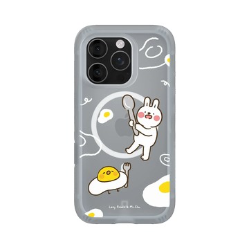 iPhone 16 Pro AirX 流變灰 - 懶散兔與啾先生 Lazy Rabbit and Mr.Chu - 荷包蛋