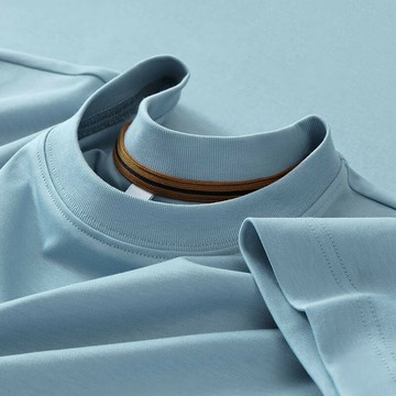 【新款熱賣】210克正肩棉質短袖凈版男T恤圓領休閑中青年純色上衣批發代發