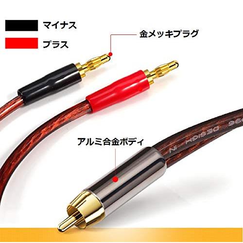  バナナプラグ×2 ⇔ RCA×1 サブウーファー等の接続 スピーカーケーブル （1.5