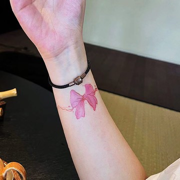 發2張【蝴蝶結手腕貼】高級感-紋身貼防水防搓仿真持久