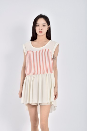 加購優惠(S) tokyo fashion雪紡條紋無袖杏色上衣