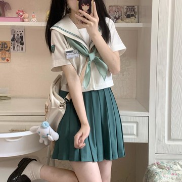 春日部【杉谷中】現貨 綠二本山道線白身夏服jk制服水手服套裝綠