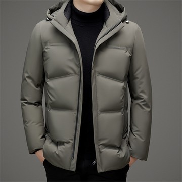 [巴黎精品] 真羽絨90%白鴨絨羽絨外套羽絨衣夾克-簡約素色加厚連帽保暖男外套3色a1is144