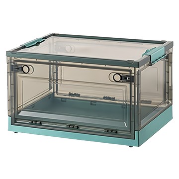 三開摺疊收納箱  黑透色 + 綠色  738 超大號  1個