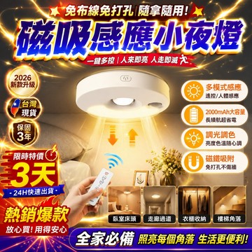 限時三天⚡買一發二⚡LED遙控感應小夜燈 三色調節 遙控酒櫃磁吸燈 自粘櫥櫃燈 手辦展示櫃燈 磁吸展示燈 床頭燈 氣氛燈