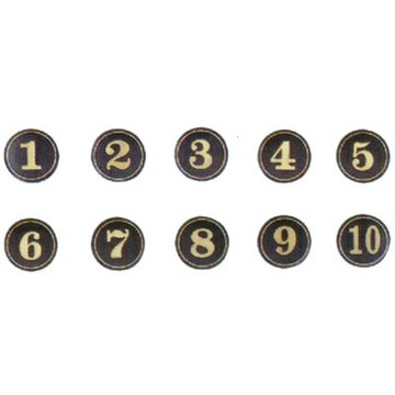 【文具通】A1 燙金 圓桌牌 桌牌 號碼牌 數字牌 門牌 標示牌 數字 可貼 鑰匙圈 鑰鎖圈 餐飲飯店小吃 黑底金字 64# 直徑5cm AA011207【APP滿額下單4%點數(單一帳號最高1500點)】5/31止