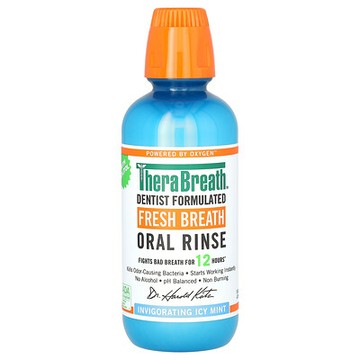 TheraBreath, 清新口氣漱口水，無乙醇、清新冰爽薄荷，16 液量盎司（473 毫升）