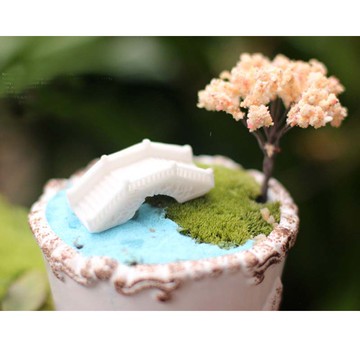 南葉 多肉植物盆景 苔蘚微景觀 造景擺件 中國風陶瓷小木橋