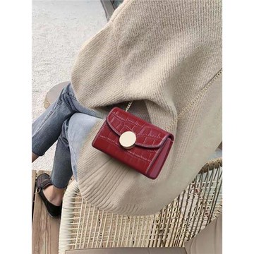 MK DA小包包女2025新款輕奢鱷魚紋真皮小方包時尚鏈條單肩斜挎包