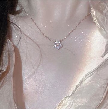 玫瑰金花朵項錬女鎖骨錬925銀純銀氣質年新款首飾夏 99購物節