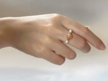 太陽石貝殼銅線編織戒指 礦石 天然石 禮物 飾品