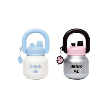 多拿滋系列 壺鈴造型隨行保溫杯 650ml 玫瑰銀霧+裝飾包A