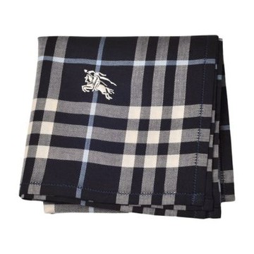BURBERRY 經典黑色格紋戰馬圖騰刺繡LOGO帕領巾(48CM)
