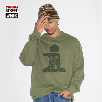 VISION STREET WEAR 磨損復刻印花竹節棉長袖T V263NC5001