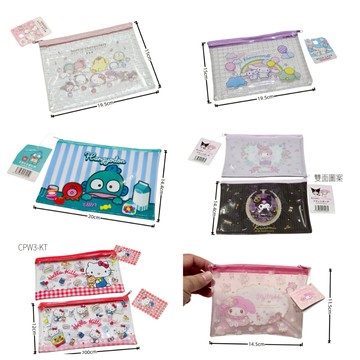 日本三麗鷗收納袋 KITTY 美樂蒂 酷洛米 人魚漢頓 布丁狗 大耳狗 文具收納袋 化妝包 卡包 河馬班玩具