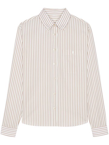 Saint Laurent - striped cotton long-sleeve shirt - women - Cotton - 40 - White