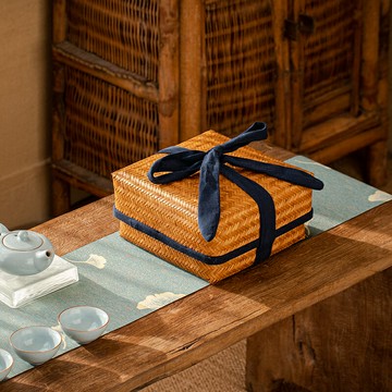 復古茶具收納盒 竹制便攜旅行茶具包 竹編日式收納筐 桌面收納籃