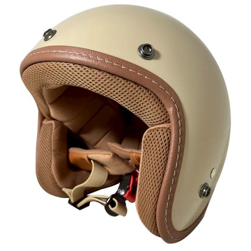 Nikko 安全帽 A356 素色 亮面淺卡其  輕盈 三合扣 齒排式插扣 金屬D環 全拆洗 復古帽 半罩