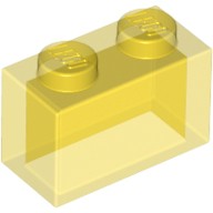 基本磚 1x2 without Bottom Tube 透明黃色 3065