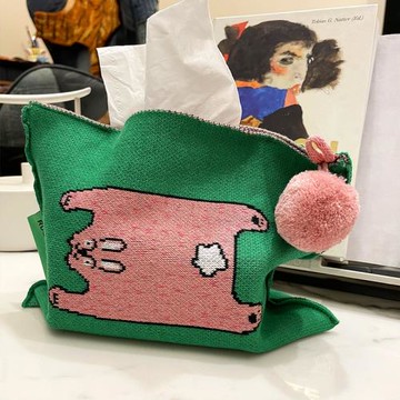 若愚工坊RUOYUSTUDIO原創設計可愛兔子獅子老虎針織s抽紙套紙巾盒