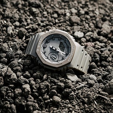 CASIO 卡西歐 G-SHOCK 耐衝擊八角雙顯電子錶 520送禮推薦-灰 GA-2110ET-8A