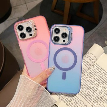 磁吸鏡頭隱形支架適用蘋果15promax手機殼新款iphone14pro膚感磨砂13高級感12漸變鐳射11全包防摔保護套Plus
