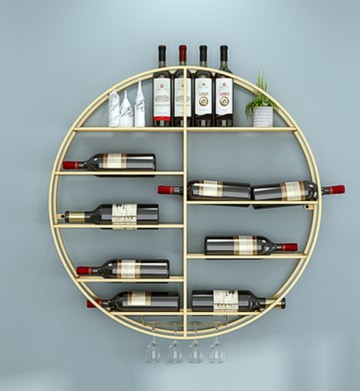 90cm 酒架 展示架 紅酒架 葡萄酒架圓形酒架酒櫃墻上大廳紅酒架高腳杯壁掛簡約現代葡萄酒架展示架子