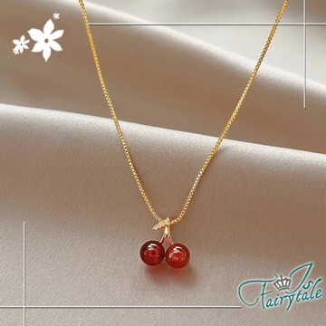 【伊飾童話】紅蜜櫻桃 甜美簡約鈦鋼項鍊