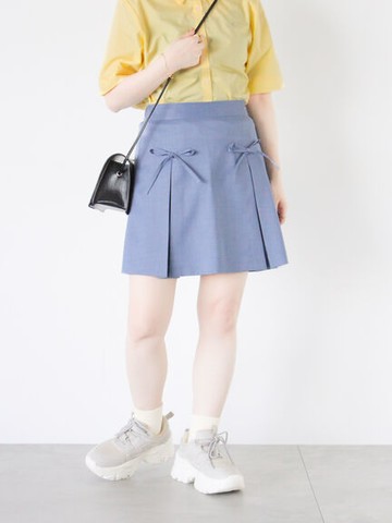 甜美蝴蝶結緞帶百摺裙(FF46L0L0680) - ehka sopo