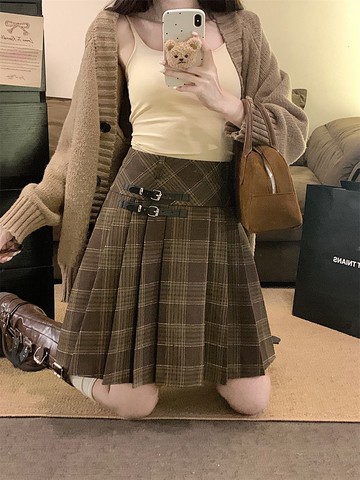 【臺灣公司 可打統編】免運 百褶裙 JK 復古格子百褶半身裙百褶裙秋冬新款高腰學院小個子毛呢短裙顯瘦 可開發票 全館五折 工廠現貨直銷 新品特價 z10079