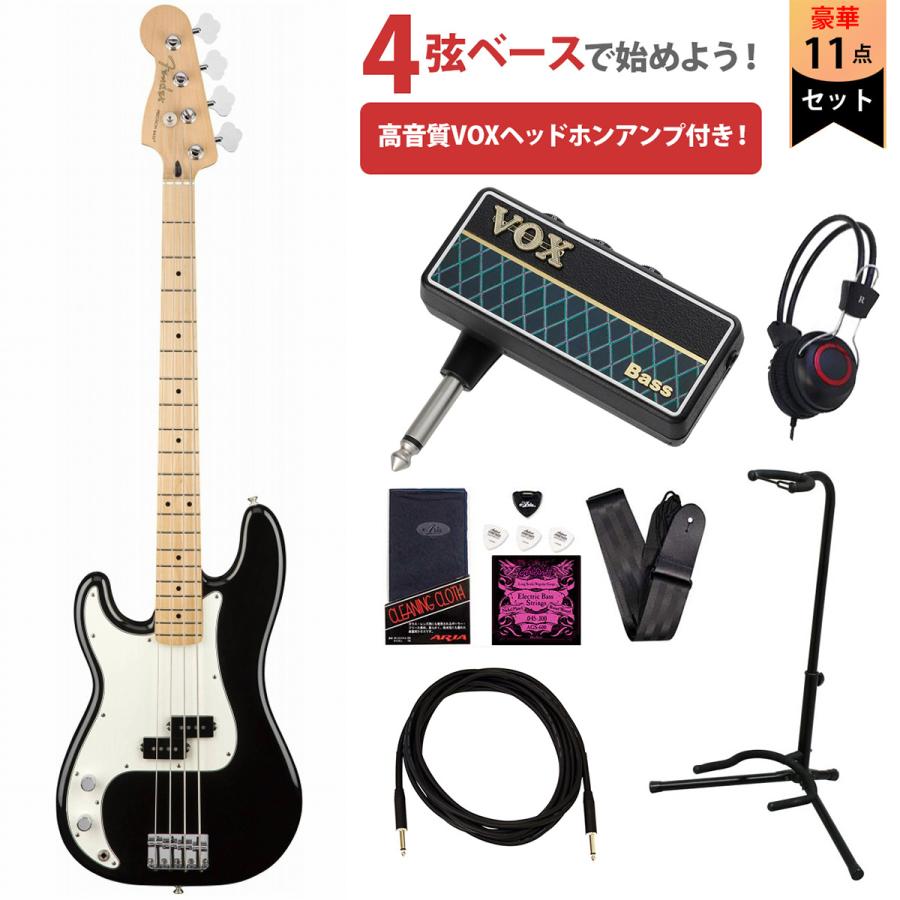 Fender   Player Series Precision Bass Left-Handed Black Maple VOXヘッドホンアンプ付属エレキベース初心者セット(YRK)