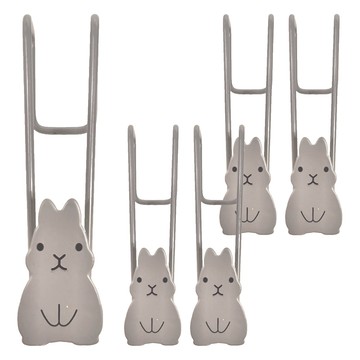 兔子造型廚櫃掛勾 單鉤 103g  灰色  8.8 x 2.8cm  5個