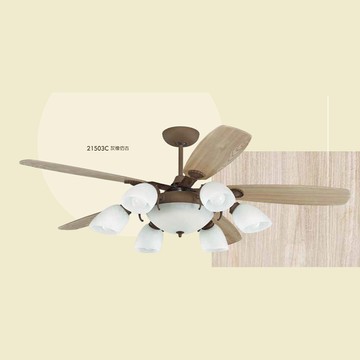 L01-21503C 灰橡仿古【AC／DC直流變頻】52吋、60吋吊扇燈（6燈／附遙控）