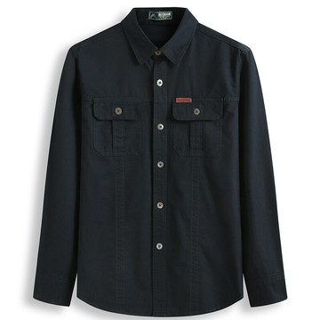 胖子哥新款加肥加大男長袖襯衫男士肥佬工裝軍旅休閑襯衫壹件代發鑫弘-錦衣華服