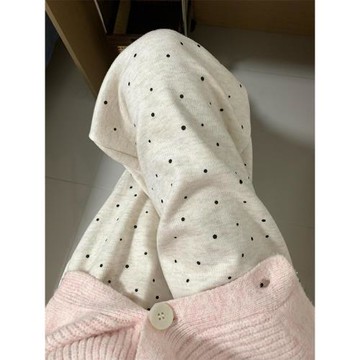 波點糯米褲女秋冬加絨胖妹妹mm高腰寬松顯瘦慵懶風垂感闊腿休閑褲