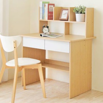 HOPMA家具 多功能層架式學生書桌 台灣製造 學習桌 收納抽屜桌 辦公桌-寬90 X 深60 X 高112.5 cm；抽屜內深26.9 cm