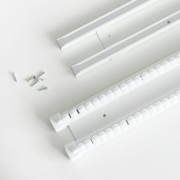 The One Home Deco 伸縮式低噪音電鍍窗簾桿 雙桿款  341~540cm  白色