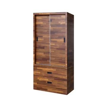 Homelike 喜家居2.7尺推門二抽衣櫃(多色可選)(2311)積層木