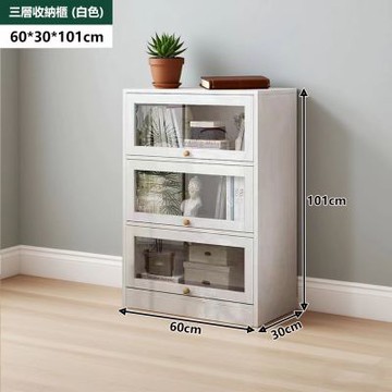 E家工廠  60公分三層收納櫃 書櫃 防塵帶門儲物櫃 025-KC（白色）