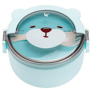 可加熱分隔卡通2層便當盒 1600ml PP材質  顏色隨機  1個