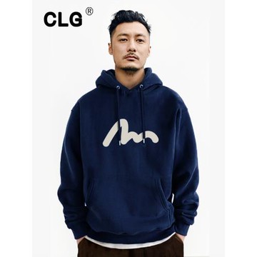 香港潮牌秋冬連帽衛衣男潮流印花加絨寬松外套上衣百搭藏青情侶裝