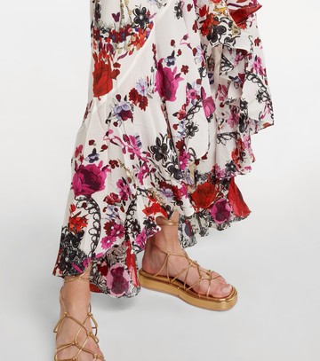 Camilla Floral ruffled silk wrap dress