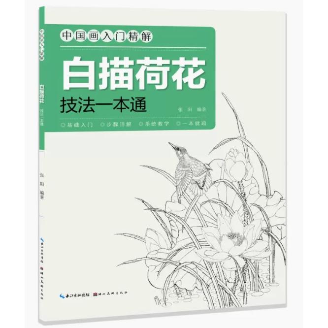 白描蓮技法一冊クリア　蓮の描き方を教え　線描　下絵　中国語絵画 中国画入#38376;精解#183;白描荷花#183;技法一解通