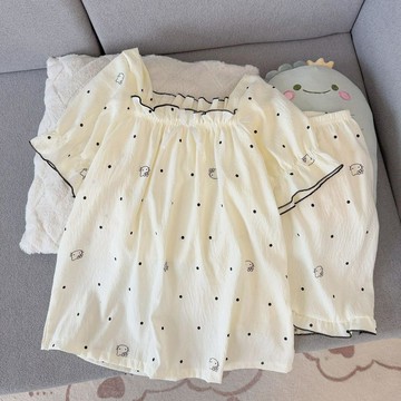 ♡ 𝑪𝒉𝒊𝒄 𝒖 ♡甜美風夏季新款波點凱蒂貓柔軟雲朵棉睡衣女士短袖短褲家居服套裝
