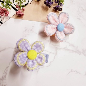 童-布藝花朵壓夾（彩混）